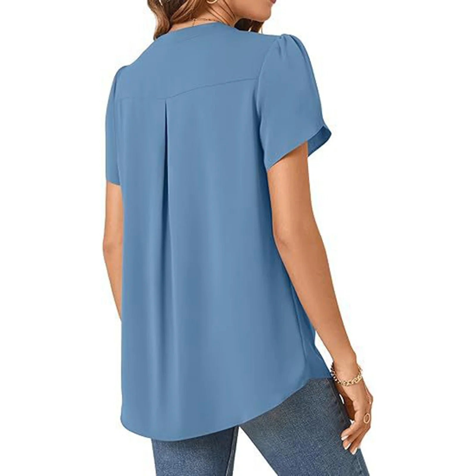 Everyday Pleat V-Neck Blouse