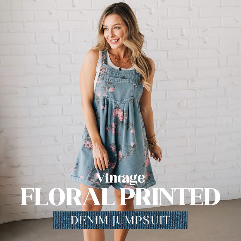 Elara Vintage Floral Denim Playsuit