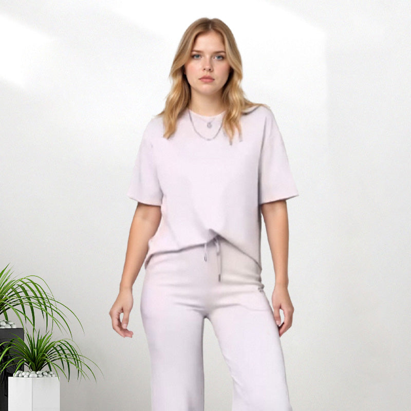 LÉORALABEL Women’s Chic Two-Piece Set – Modern Top & Matching Pants
