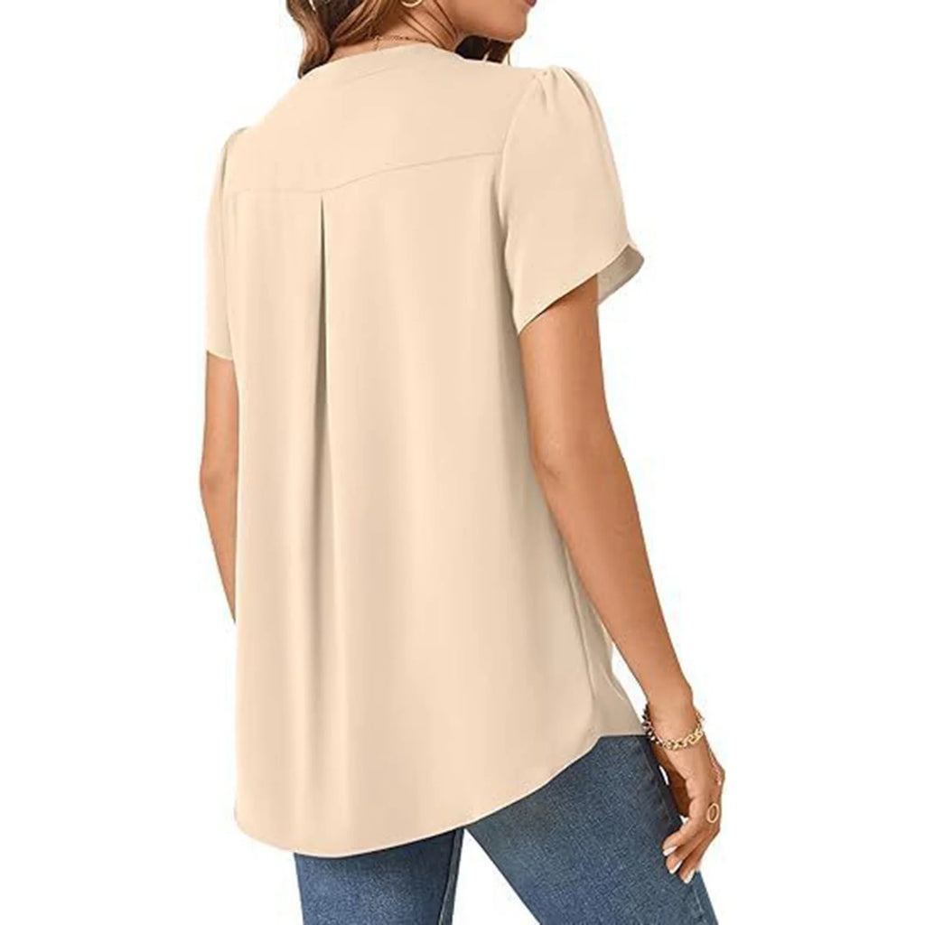 Everyday Pleat V-Neck Blouse
