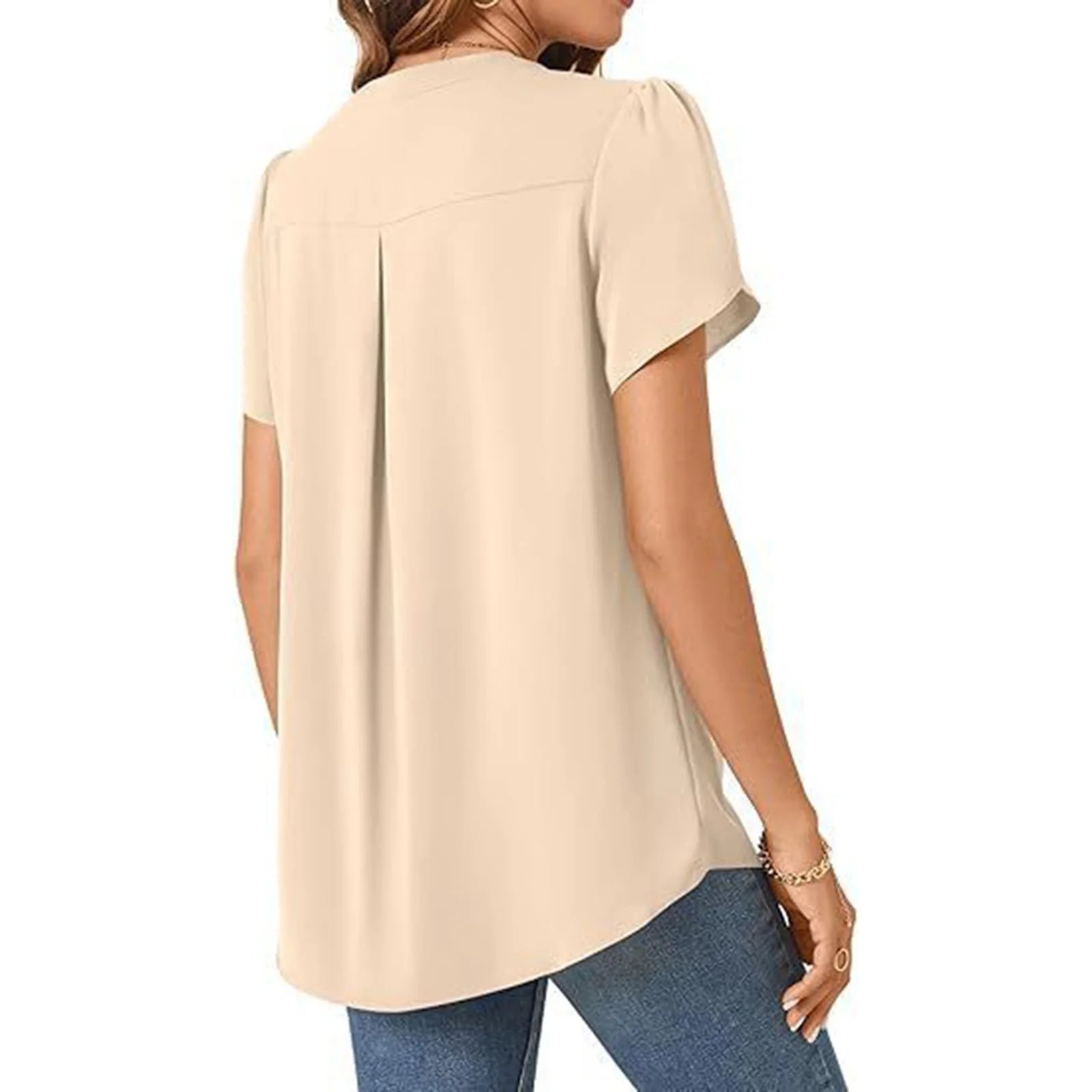 Everyday Pleat V-Neck Blouse