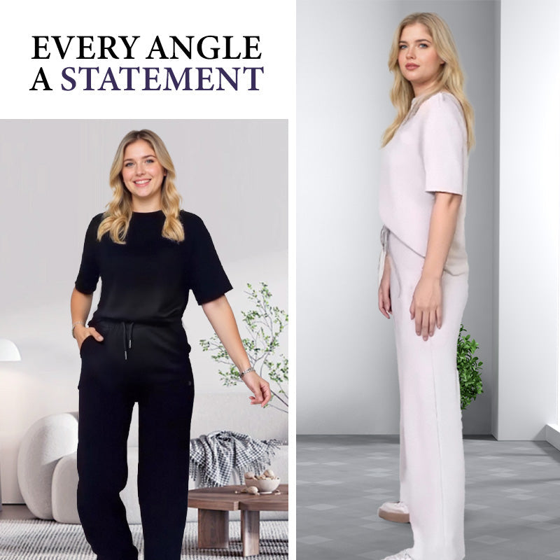 LÉORALABEL Women’s Chic Two-Piece Set – Modern Top & Matching Pants