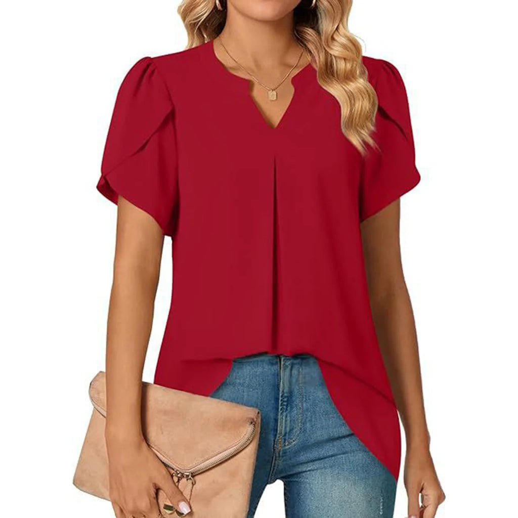 Everyday Pleat V-Neck Blouse