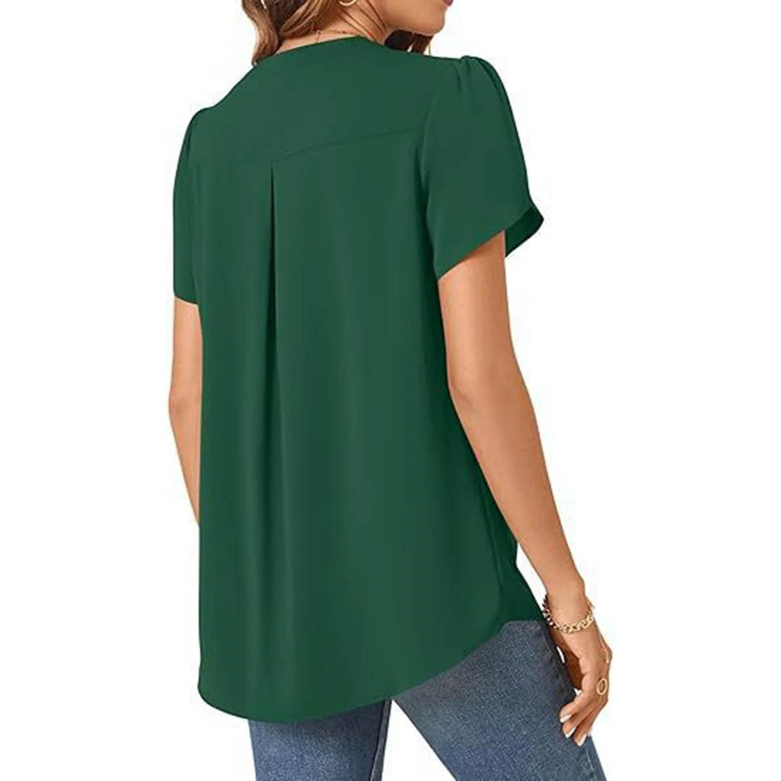 Everyday Pleat V-Neck Blouse