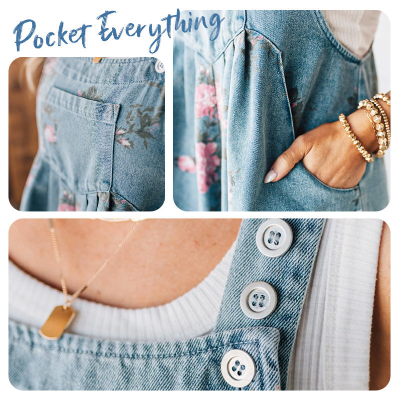Elara Vintage Floral Denim Playsuit