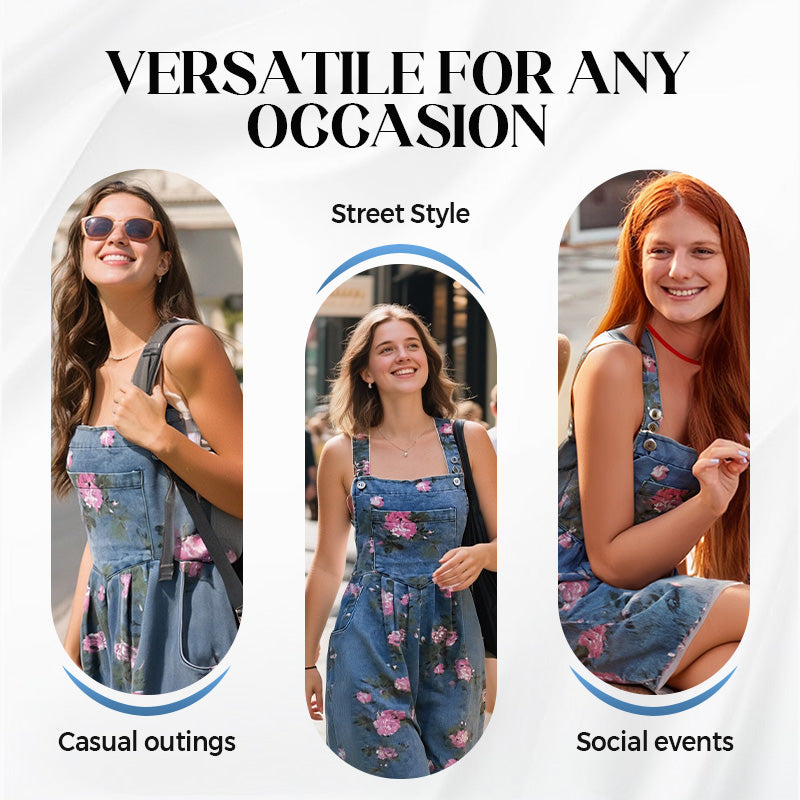 Elara Vintage Floral Denim Playsuit