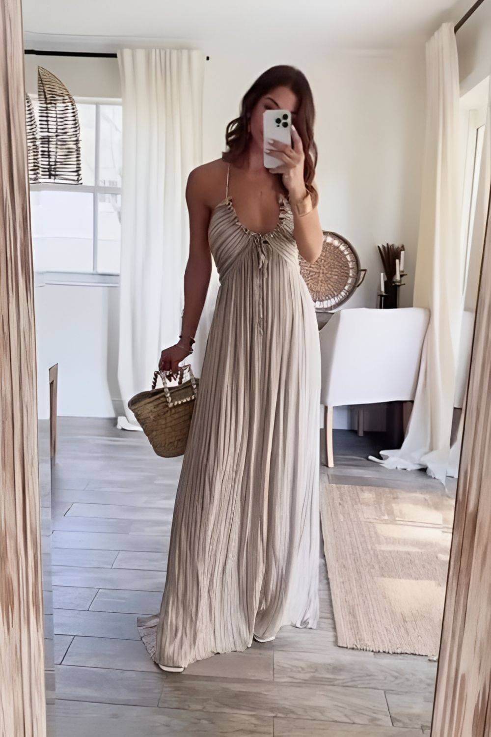 Hollie – Pleated Back-Tie Maxi Dress