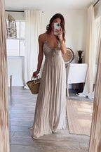 Hollie – Pleated Back-Tie Maxi Dress