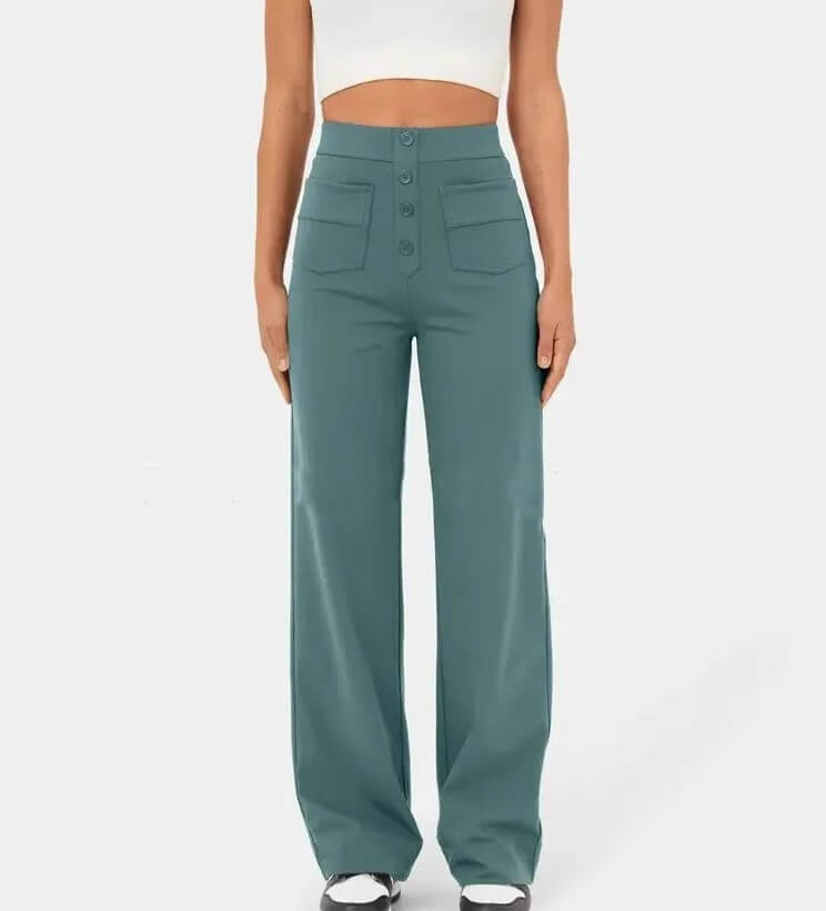 LÉORALABEL High-Waist Straight Pants – Elegant Everyday Comfort