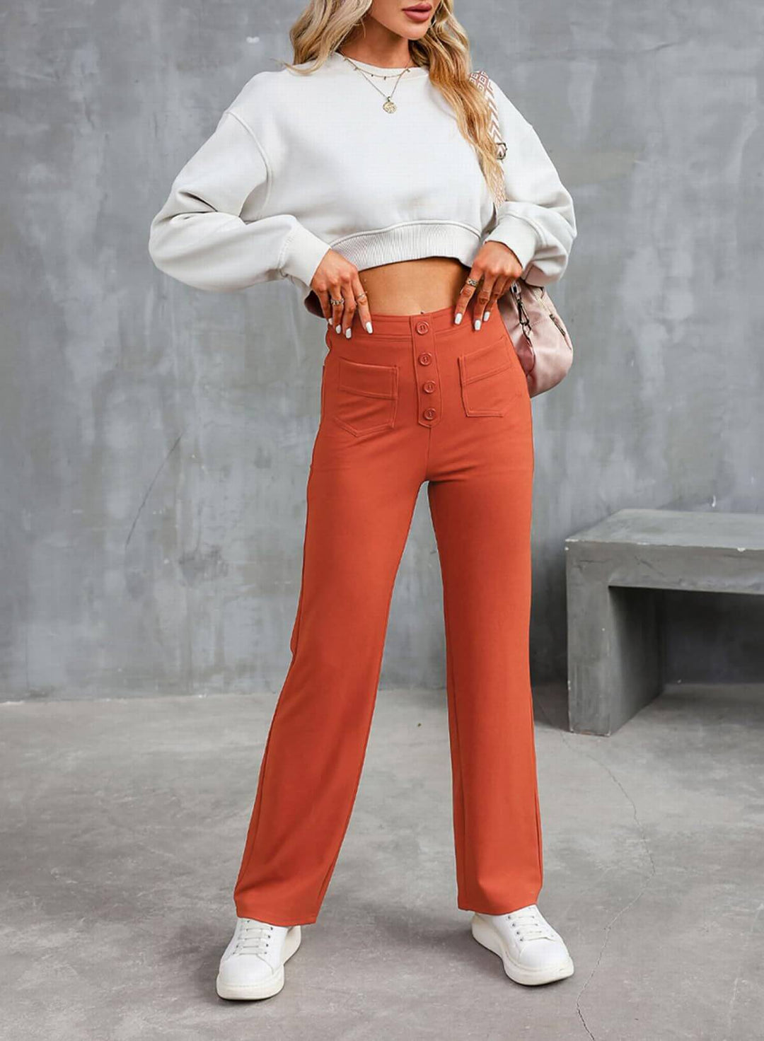 LÉORALABEL High-Waist Straight Pants – Elegant Everyday Comfort