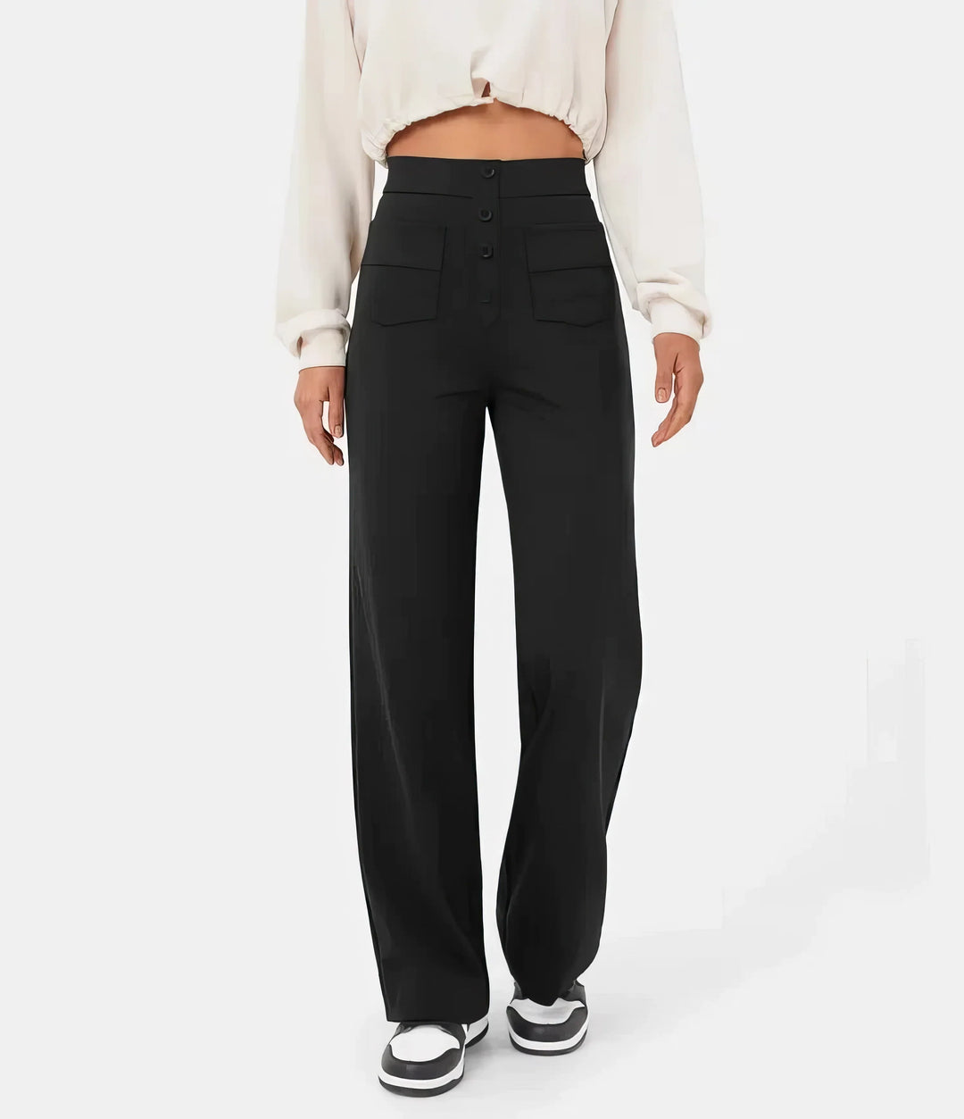 LÉORALABEL High-Waist Straight Pants – Elegant Everyday Comfort