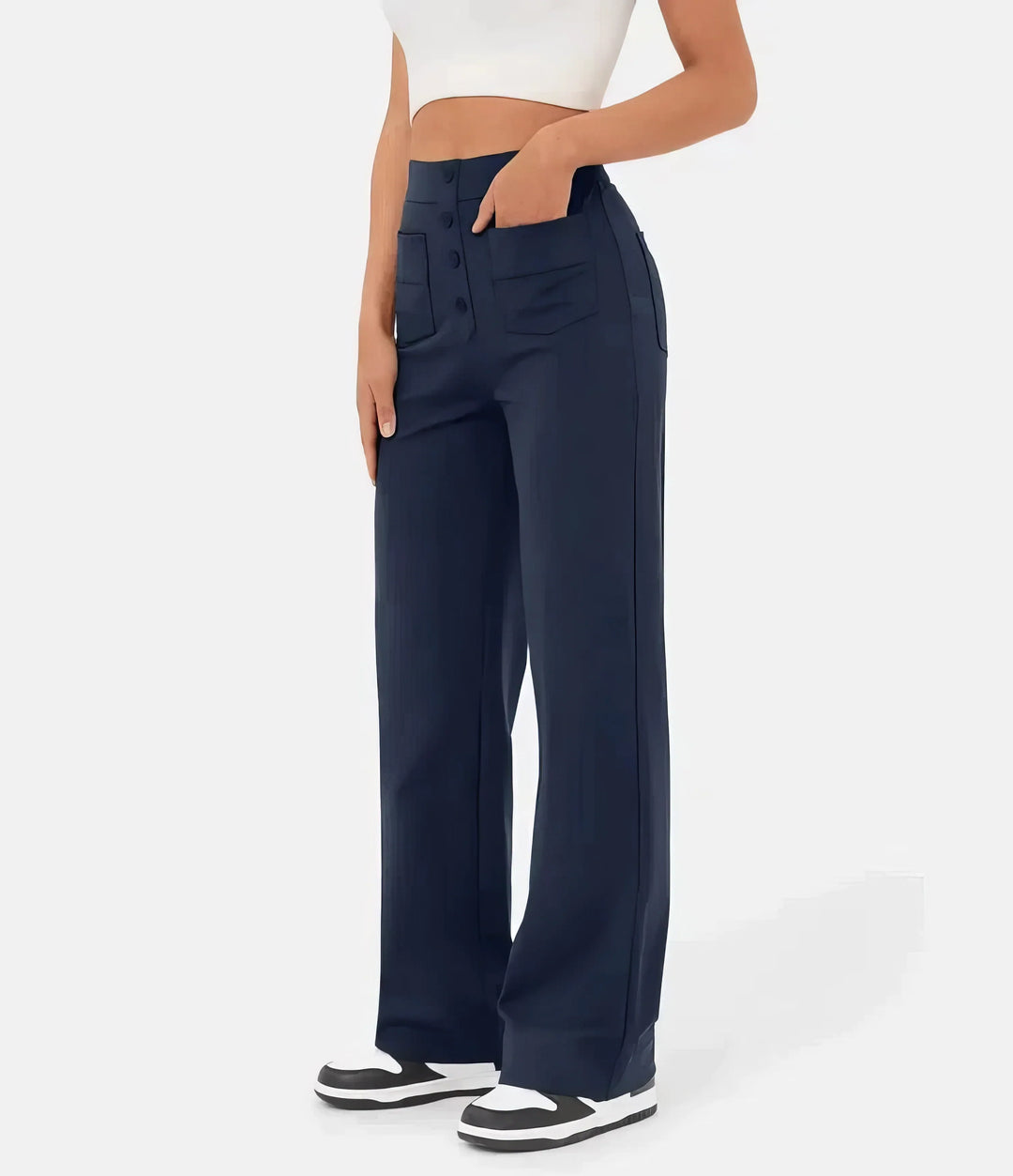 LÉORALABEL High-Waist Straight Pants – Elegant Everyday Comfort