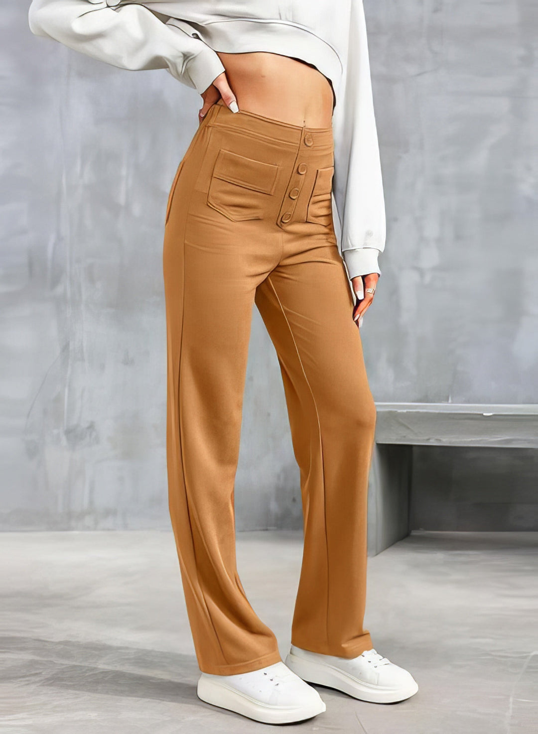 LÉORALABEL High-Waist Straight Pants – Elegant Everyday Comfort