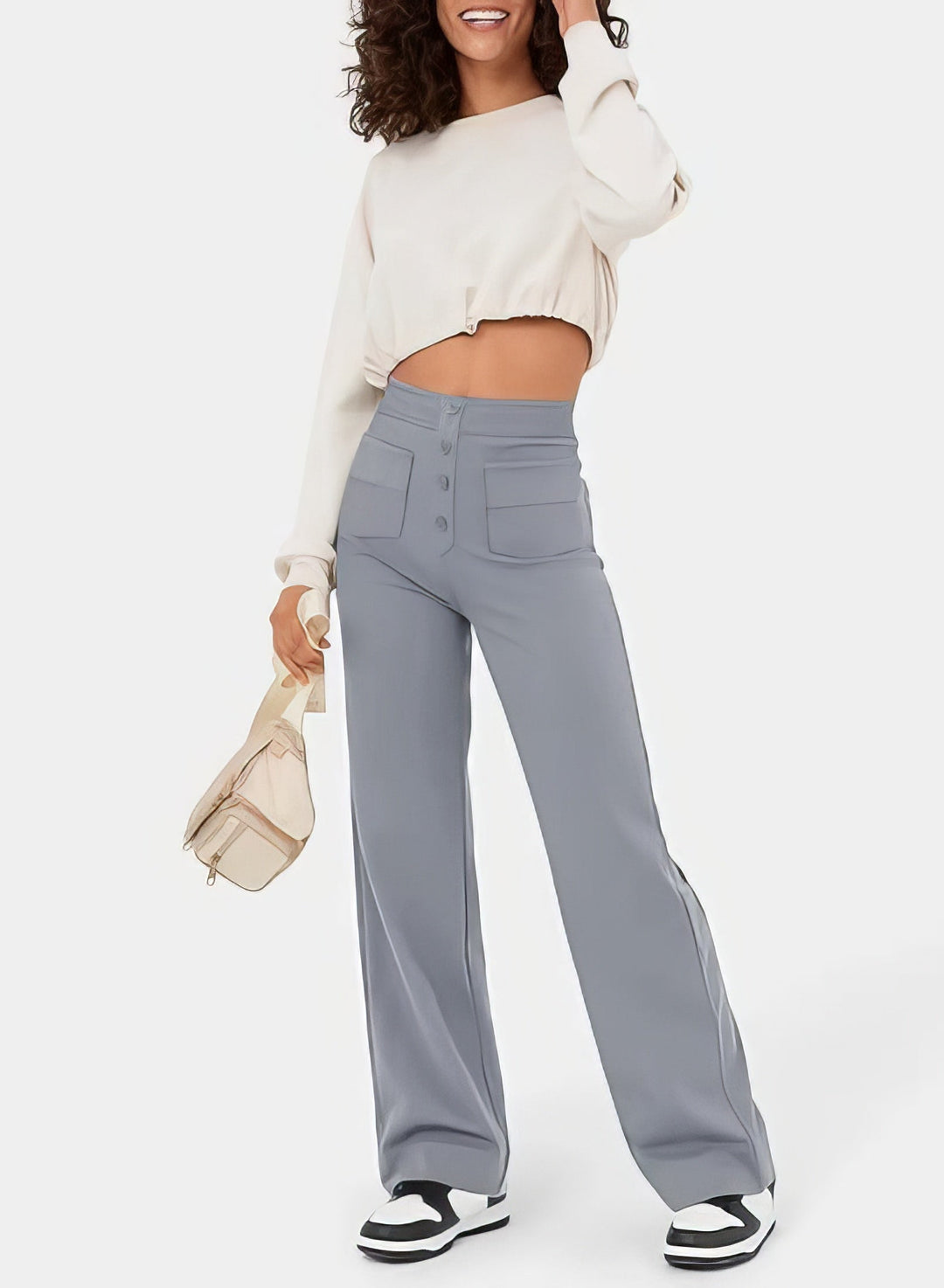 LÉORALABEL High-Waist Straight Pants – Elegant Everyday Comfort