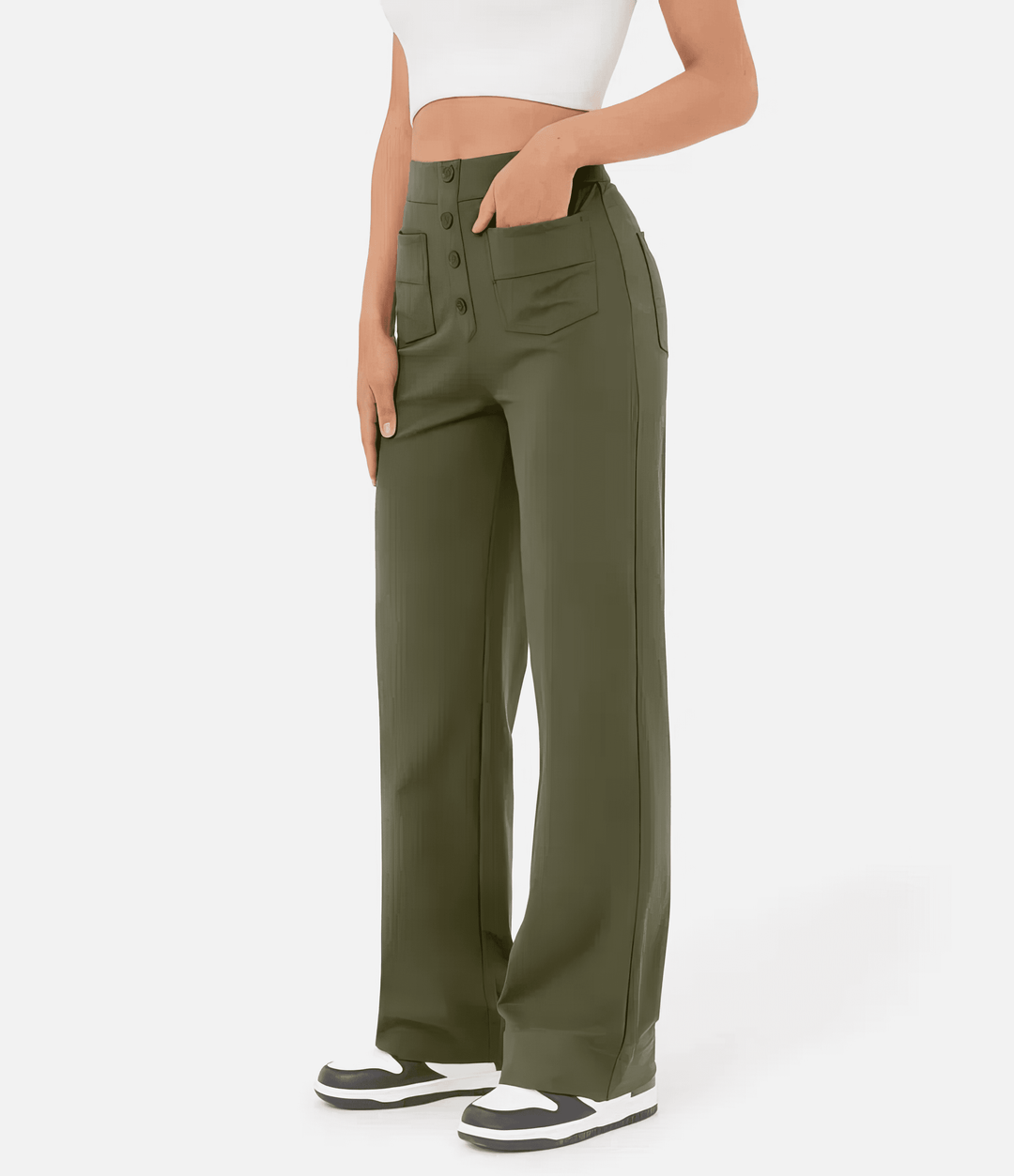 LÉORALABEL High-Waist Straight Pants – Elegant Everyday Comfort
