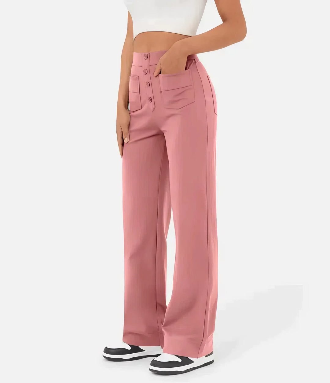 LÉORALABEL High-Waist Straight Pants – Elegant Everyday Comfort