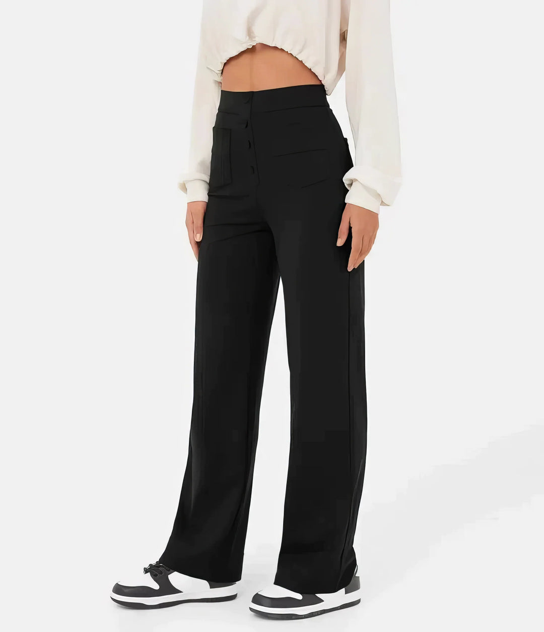 LÉORALABEL High-Waist Straight Pants – Elegant Everyday Comfort