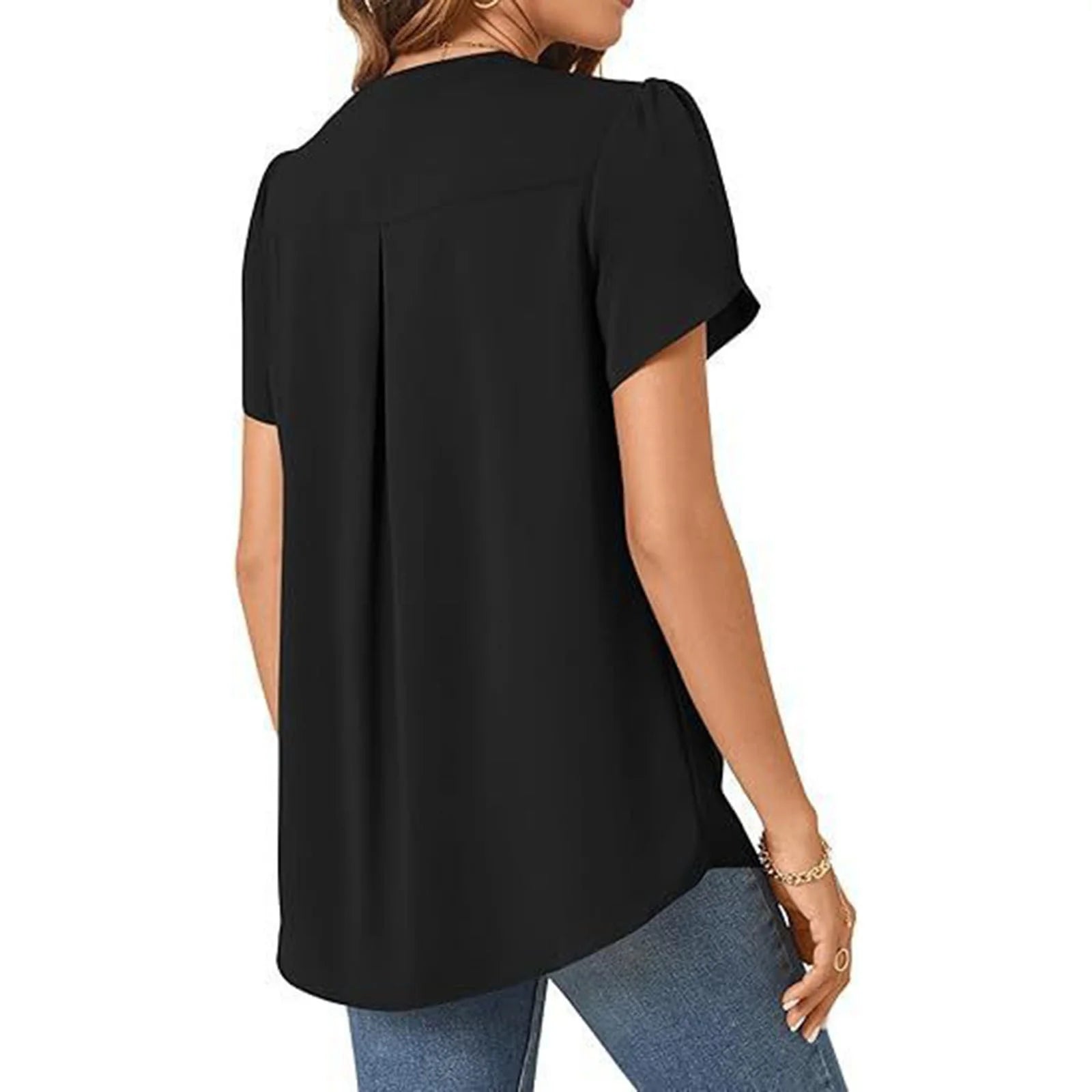 Everyday Pleat V-Neck Blouse