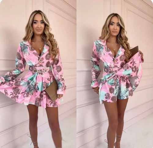 Aria Floral Waist-Slimming Long-Sleeve Dress — Limited Edition