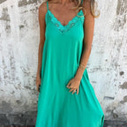 Luna Lace V-Neck Flowing Maxi Dress