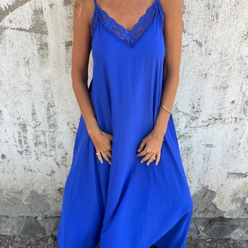Luna Lace V-Neck Flowing Maxi Dress