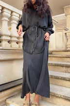 LÉORALABEL Tie-Waist Shirt & Skirt Set – Effortless Layers for Aussie Days