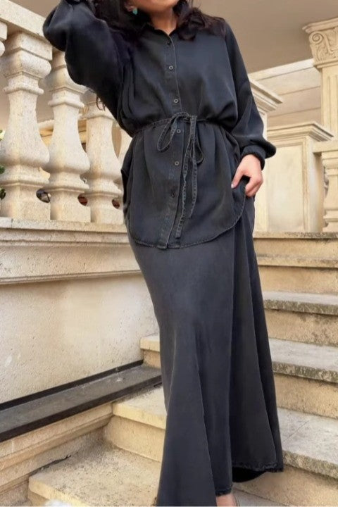 LÉORALABEL Tie-Waist Shirt & Skirt Set – Effortless Layers for Aussie Days