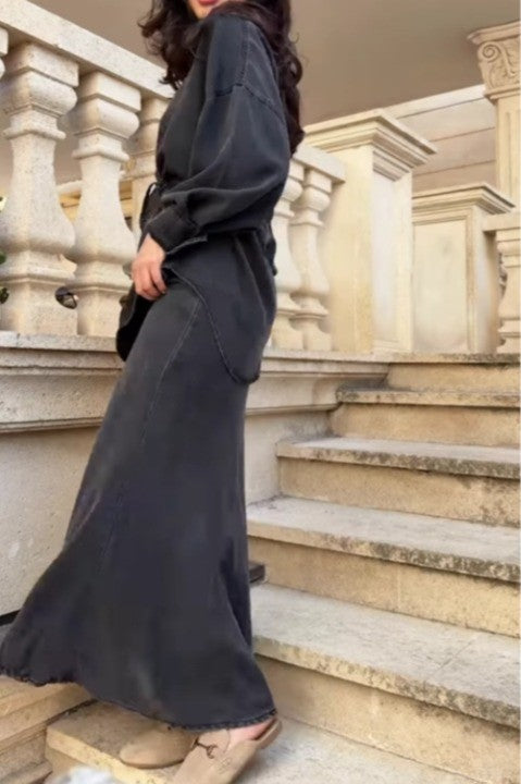 LÉORALABEL Tie-Waist Shirt & Skirt Set – Effortless Layers for Aussie Days