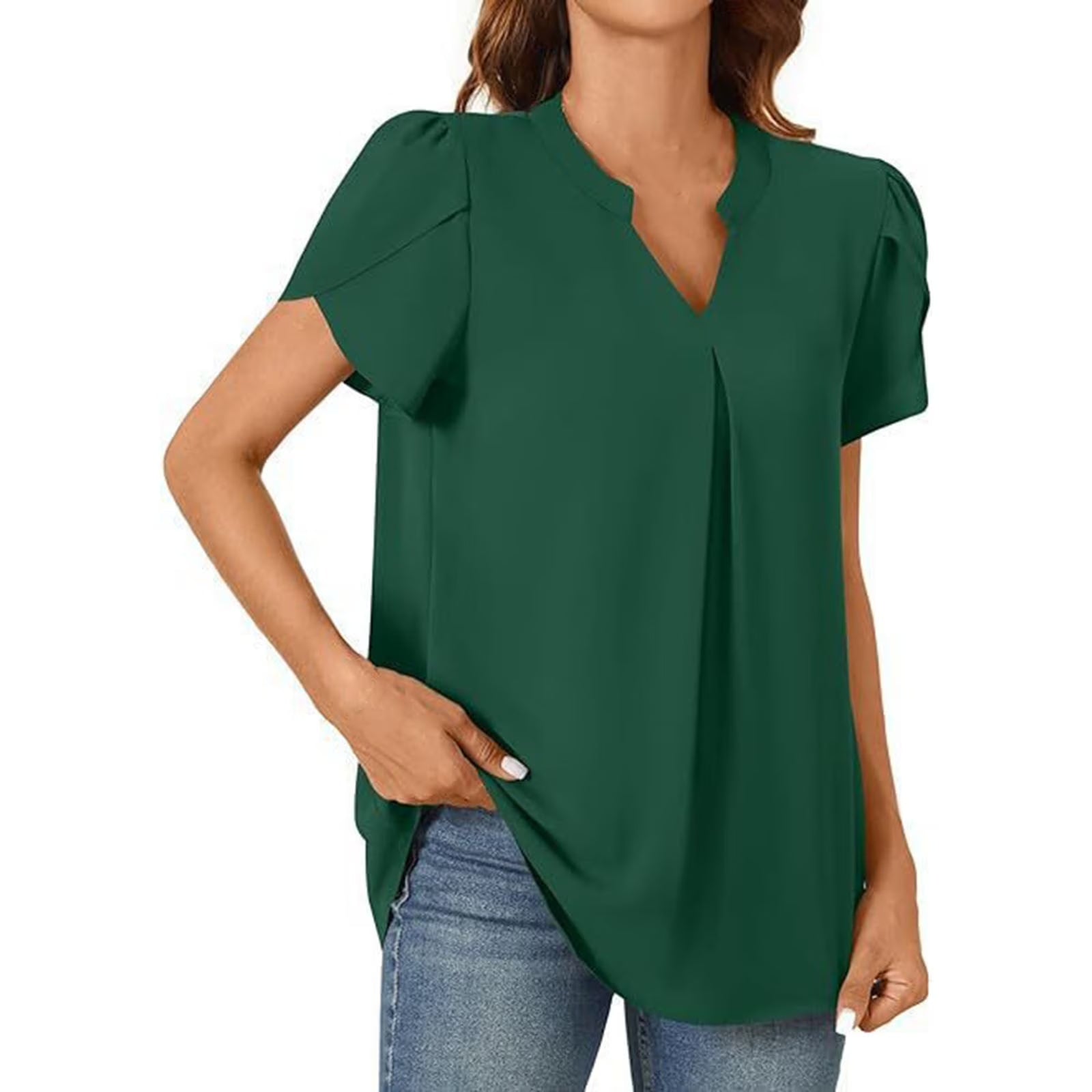 Everyday Pleat V-Neck Blouse