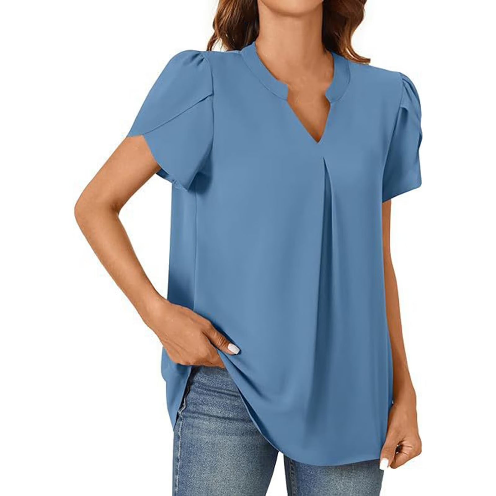 Everyday Pleat V-Neck Blouse