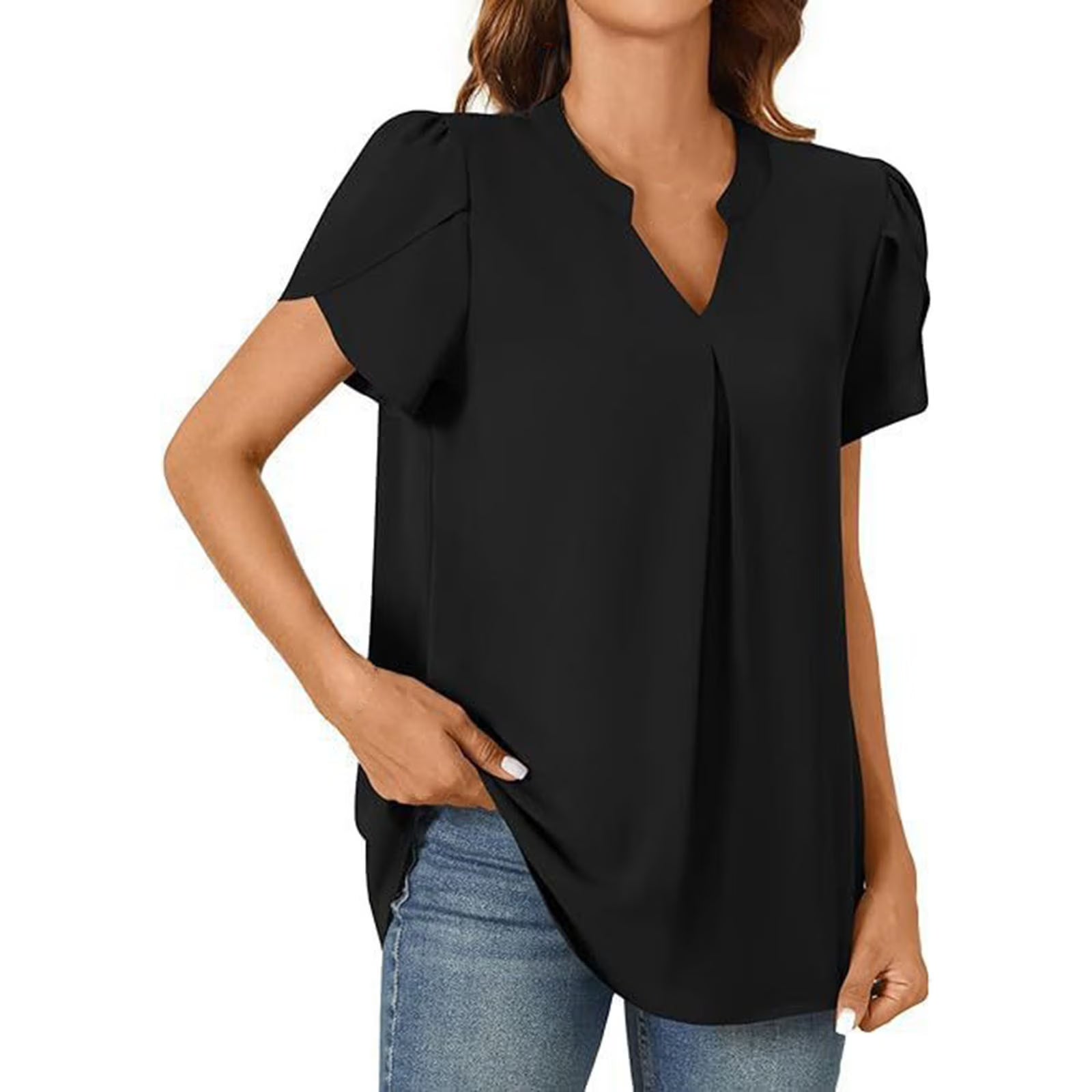 Everyday Pleat V-Neck Blouse