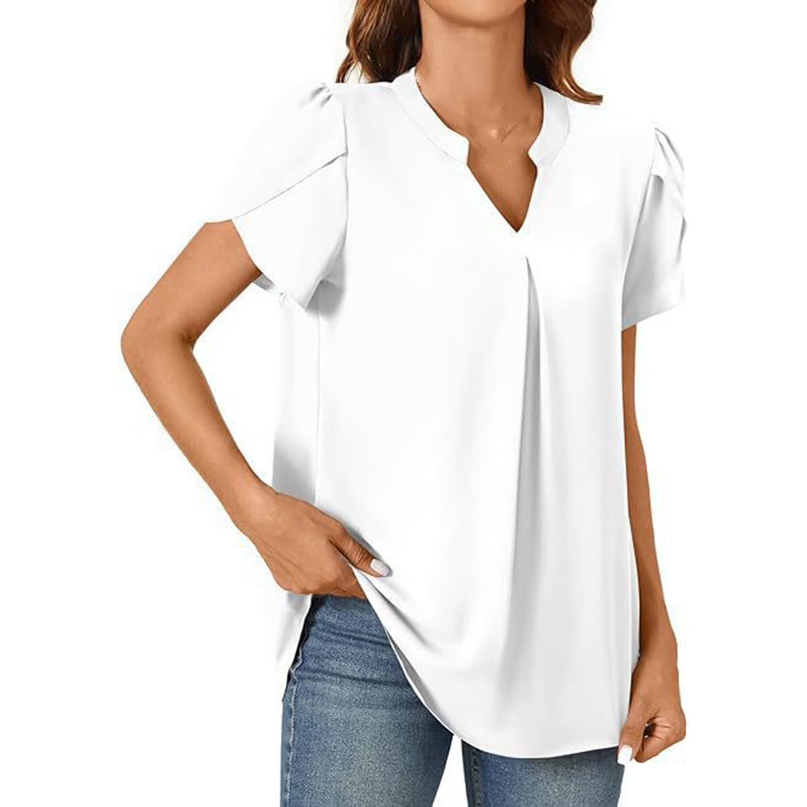 Everyday Pleat V-Neck Blouse