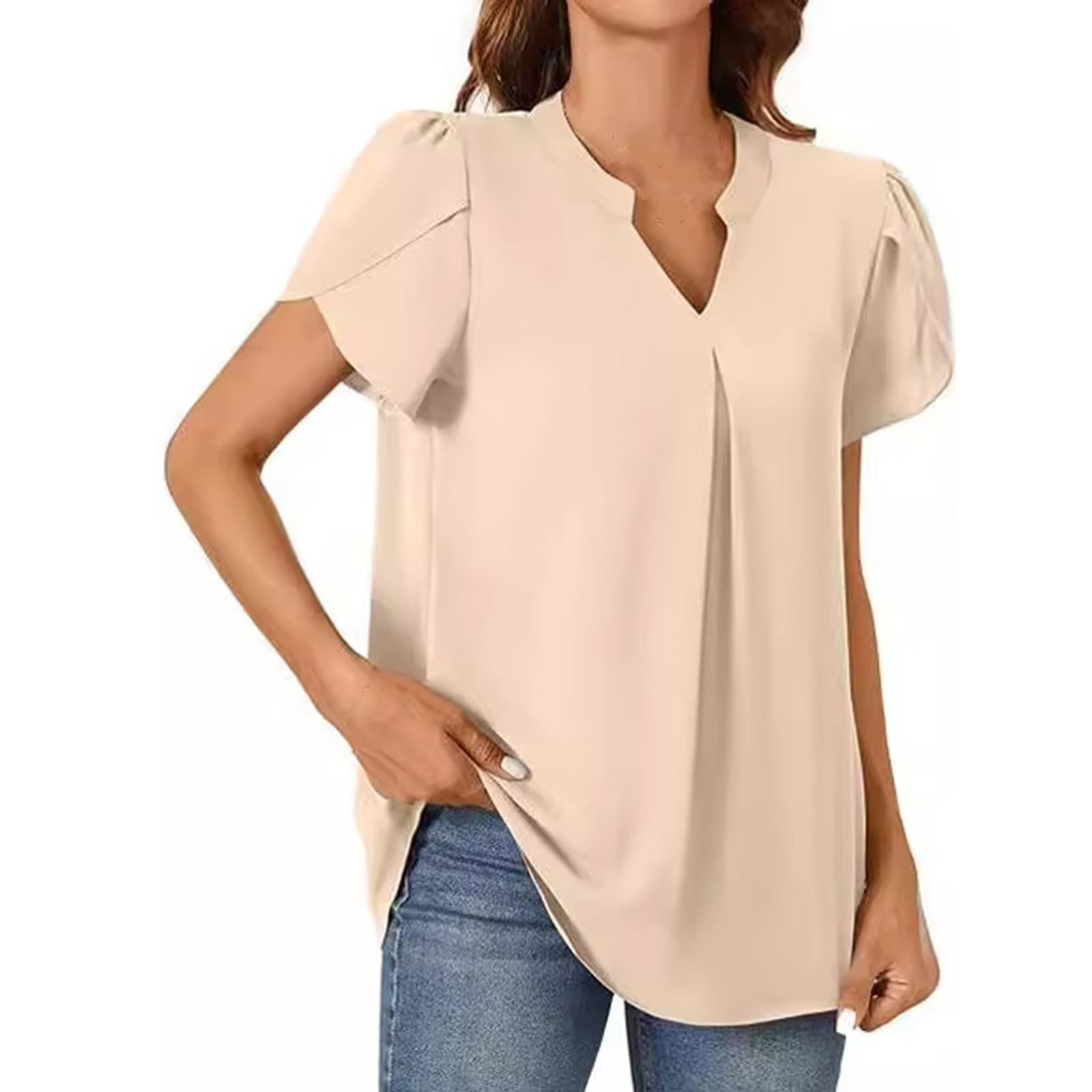 Everyday Pleat V-Neck Blouse