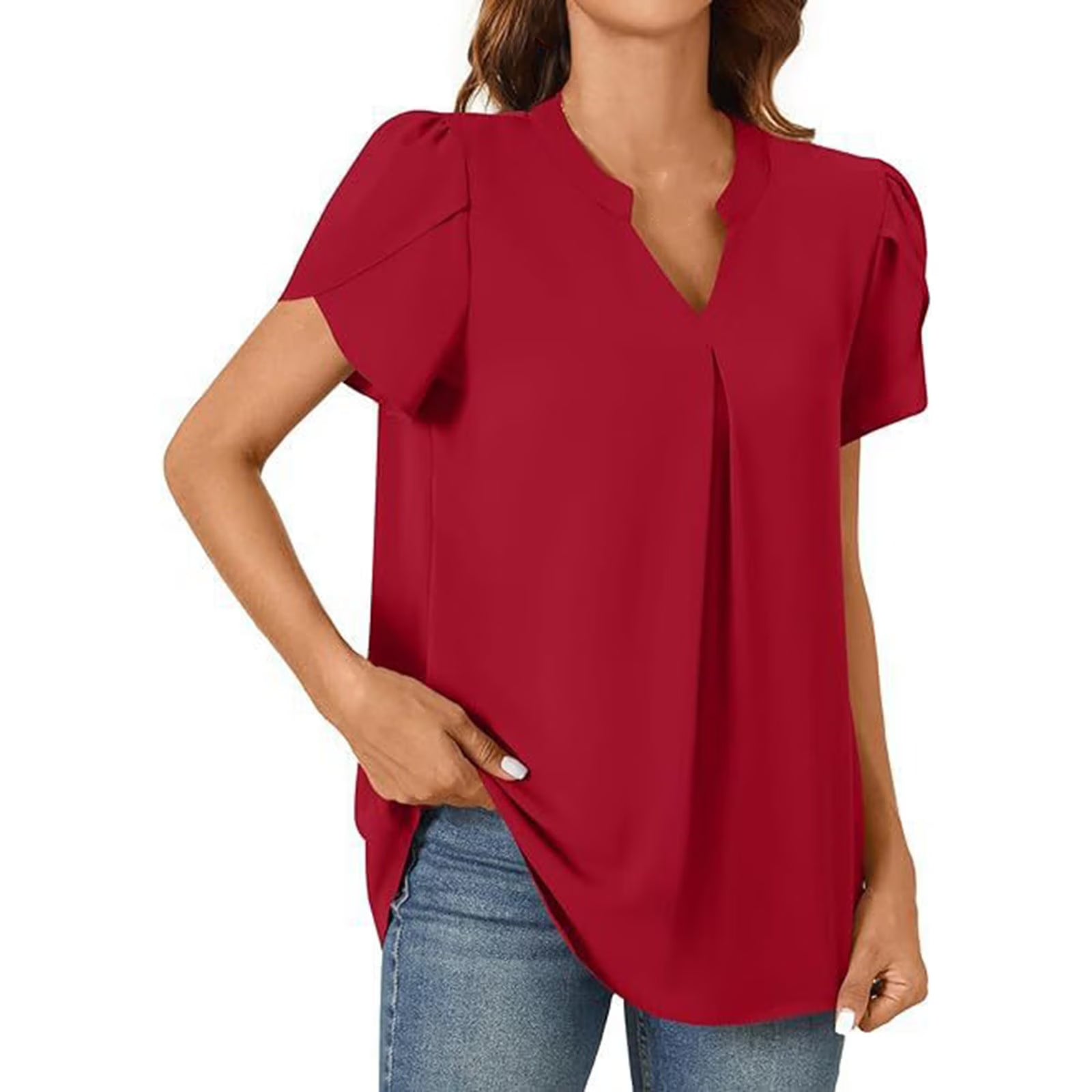 Everyday Pleat V-Neck Blouse